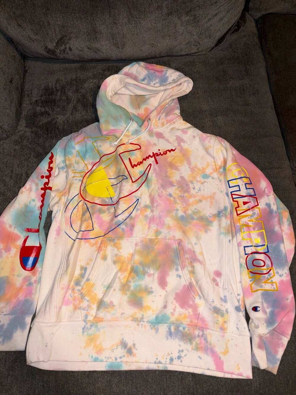 Champion Reverse Weave Size X-Large Multicolor Tie-Dye Hoodie
